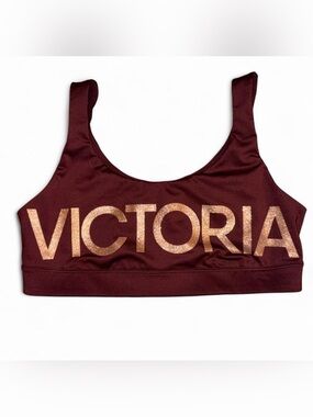 Victoria Sport Burgundy Gold Logo Sports Bra